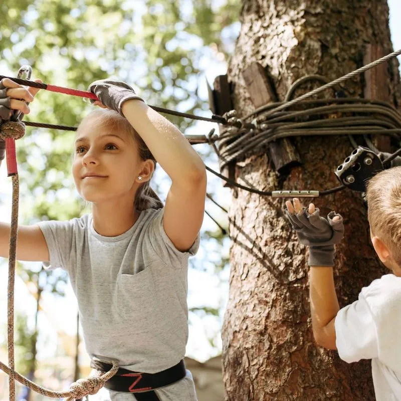 Dzieci w parku linowym
